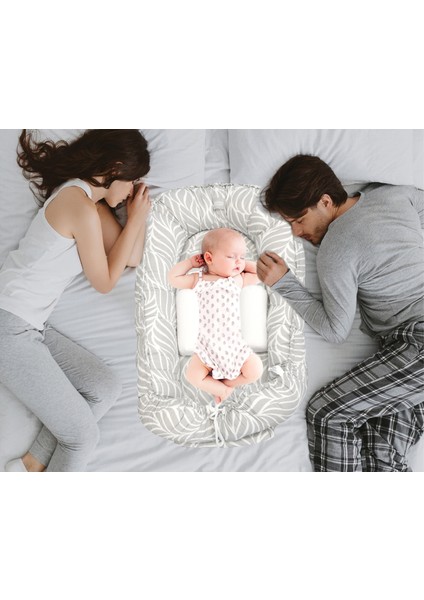 Babyjem Anne & Baba Yanı Yatağı Gri Yaprak fiyatları