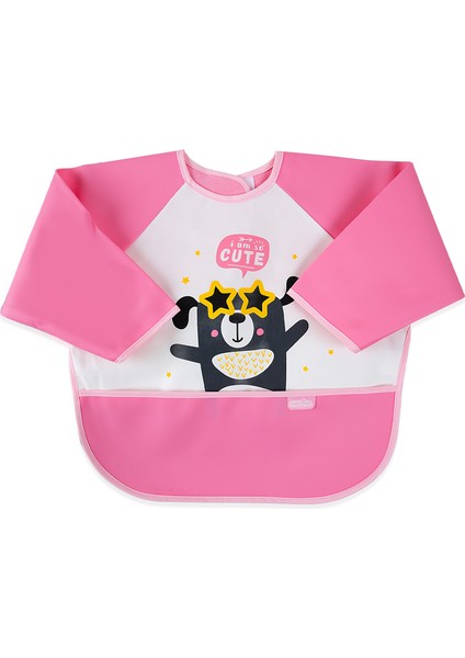 Babyjem Poli Muşamba Kollu Önlük Pembe