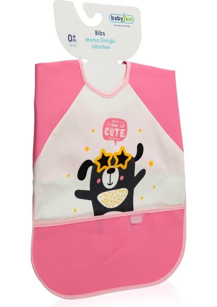 Babyjem Poli Muşamba Kollu Önlük Pembe