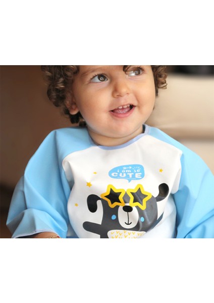 Babyjem Poli Muşamba Kollu Önlük Mavi