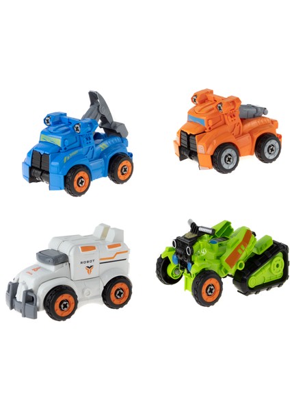 Oyuncak Robota Dönüşen Arbalar 4 Lü Set Sürtmeli 10 cm