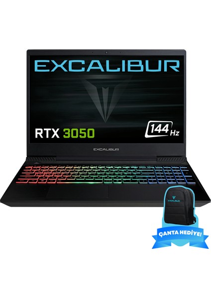 Excalibur G770.1265-EXJ0X-B Intel Core i7-12650H 64GB RAM 2TB SSD GEN4 4GB RTX3050 Freedos Gaming Laptop