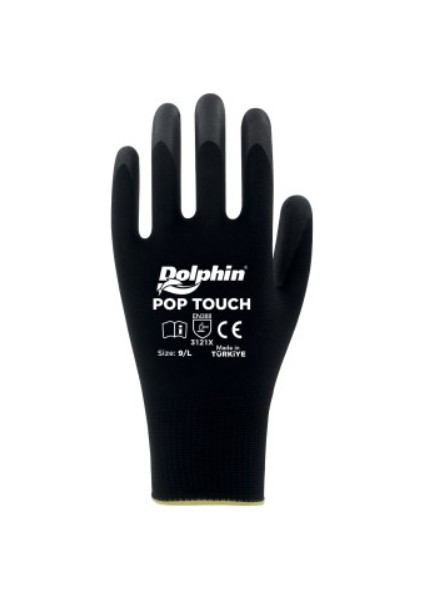 Pop Touch Siyah Polyester Poliüretan Iş Eldiveni