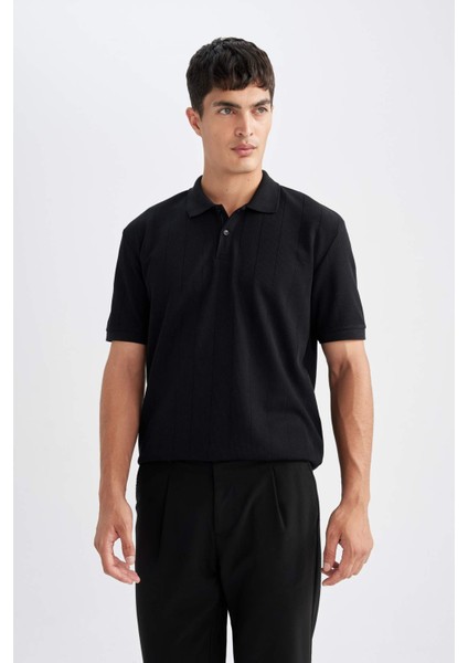 New Regular Fit Polo Yaka Kısa Kollu Siyah Tişört D5996AX24SM modelleri