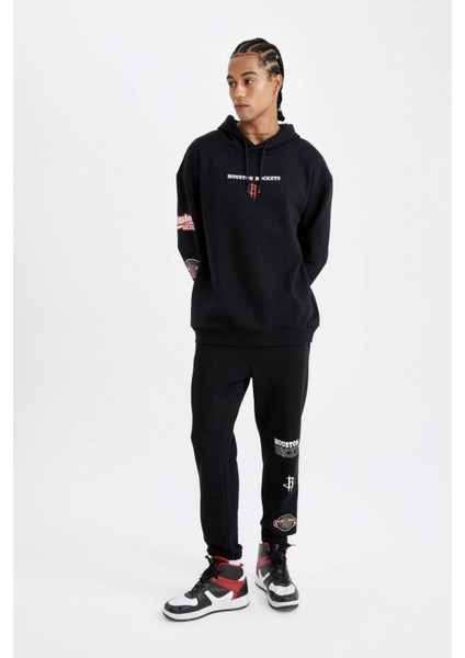 Fit Kalın Jogger Eşofman Altı NBA Houston Rockets Standart Fit Normal Kesim Cepli Düz Paça C9278AX24AU