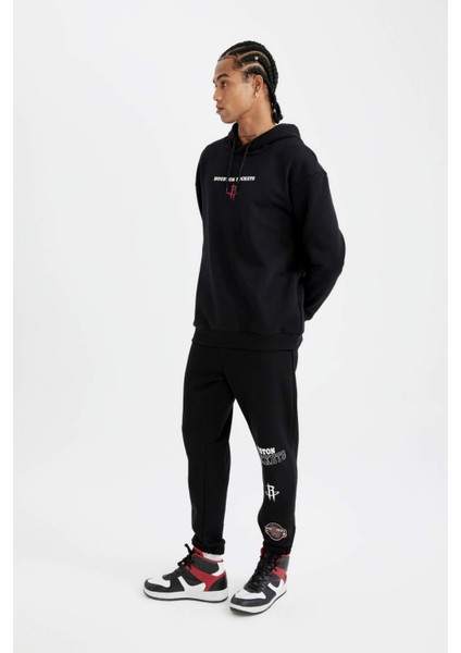 Fit Kalın Jogger Eşofman Altı NBA Houston Rockets Standart Fit Normal Kesim Cepli Düz Paça C9278AX24AU
