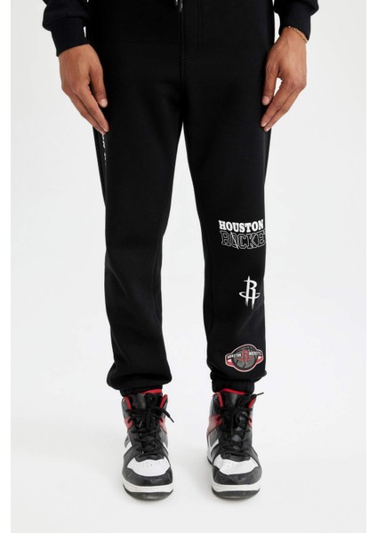 Fit Kalın Jogger Eşofman Altı NBA Houston Rockets Standart Fit Normal Kesim Cepli Düz Paça C9278AX24AU