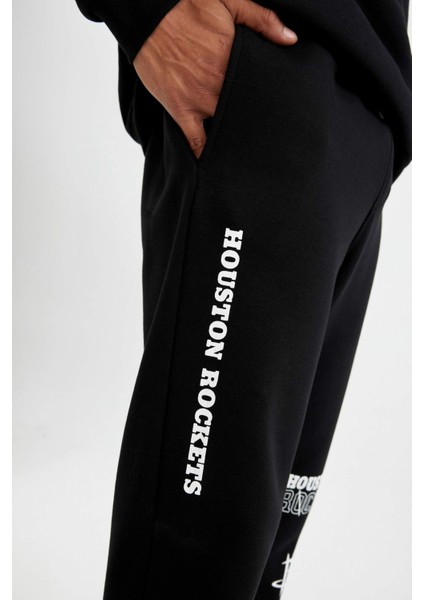 Fit Kalın Jogger Eşofman Altı NBA Houston Rockets Standart Fit Normal Kesim Cepli Düz Paça C9278AX24AU