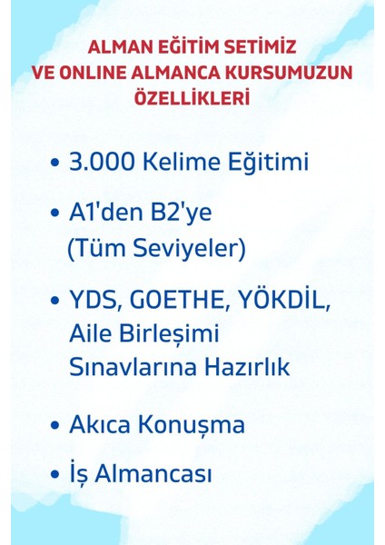 Almanca Eğitim Seti Kelime Öğrenme Sınav Hazırlık Kitap Aile Birleşimi Yds Goethe Testdaf Telc Dsh 3000 Kelime