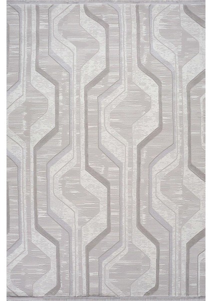 Karizma 02819E Gri Beyaz Modern Çizgili Halı