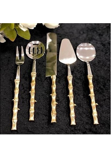 Roykıng Bambu 5 Parça Servis Seti Altın