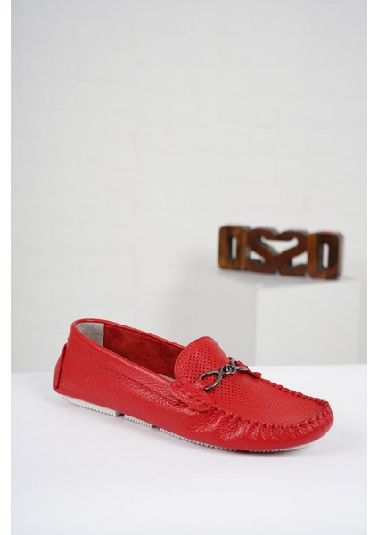 Deri Kırmızı Kadın Makosen Ayakkabı 221209114