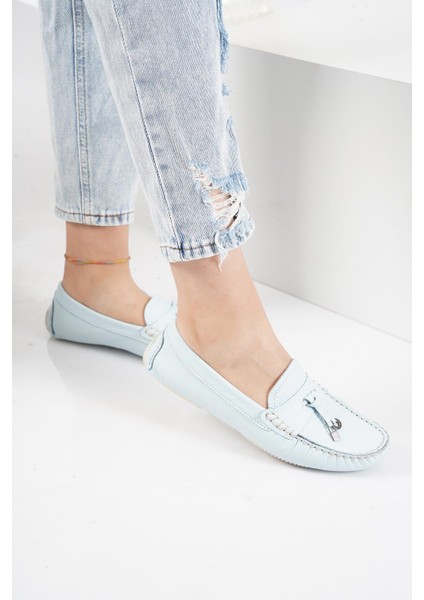 Deri Bebe Mavi Kadın Makosen Ayakkabı 221209107 fiyatları