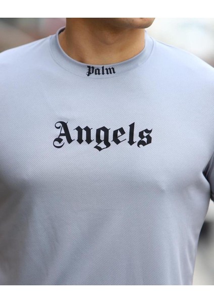 Unisex Angels Baskılı Relaxed Fit Alt Üst Şort T-Shirt Takım