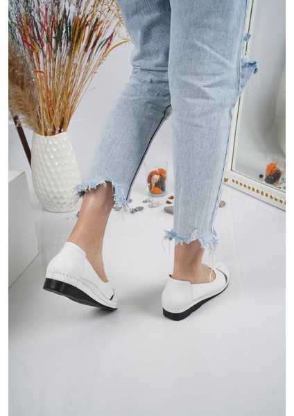 Hakiki Deri Beyaz Kadın Comfort Ayakkabı 221177101 modelleri