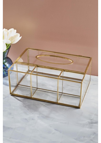 Gio Organizer Bölmeli Cam Sunumluk ve Peçetelik