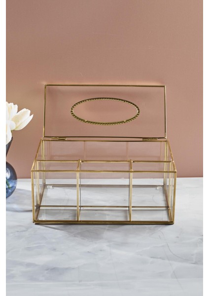 Gio Organizer Bölmeli Cam Sunumluk ve Peçetelik fiyatları