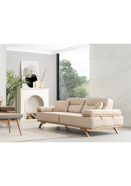 Sürpirz Üçlü Koltuk Krem