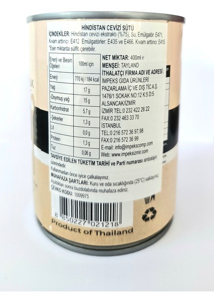 Thai Coco Canned Coconut Mılk 400 ml