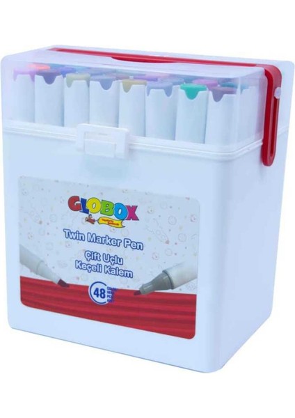 Twin Marker Set Çift Uçlu Keçeli Kalem 48 Renk Plastik Çantalı