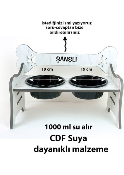 Suya Dayanıklı Ahşap Özel Isim Baskılı Seramik Kaseli Kademeli Köpek Mama ve Su Kabı Stantı indirimleri