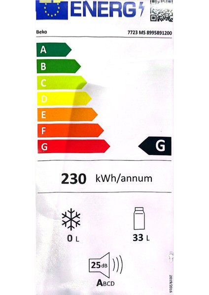 7723 MS 33 Lt No Frost Minibar, Mini Buzdolabı