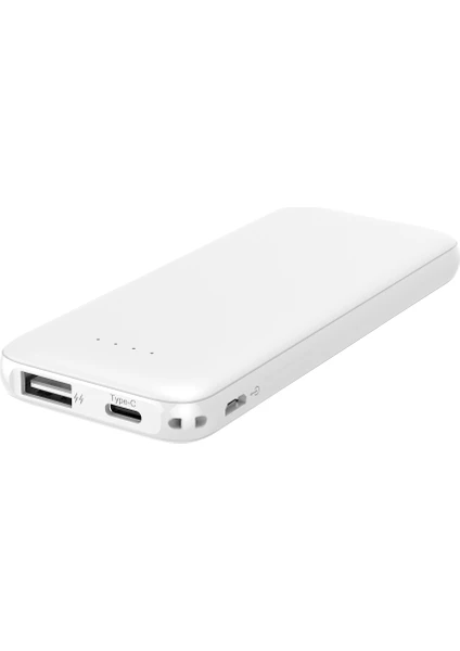 Thin 5b Slim Ultra Ince 5000MAH Powerbank Taşınabilir Şarj Cijhazı Type-C / USB / Total Output 2.1A Max Beyaz