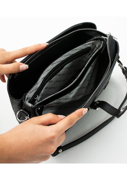 Kadın Siyah Ayarlanabilir Uzun Askılı 3 Bölmeli El ve Omuz Çantası TR1404 modelleri