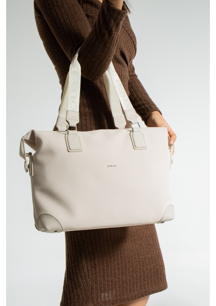 Kadın Büyük Boy Spor Model Valiz Boy Uzun Askılı El & Omuz Çantası Krem 1106 modelleri