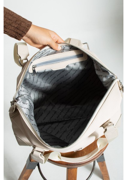 Kadın Büyük Boy Spor Model Valiz Boy Uzun Askılı El & Omuz Çantası Krem 1106 indirimleri