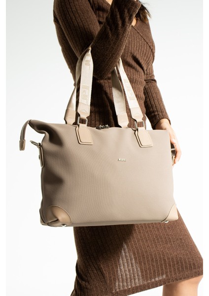 Kadın Büyük Boy Spor Model Valiz Boy Uzun Askılı El & Omuz Çantası Vizon 1106 modelleri