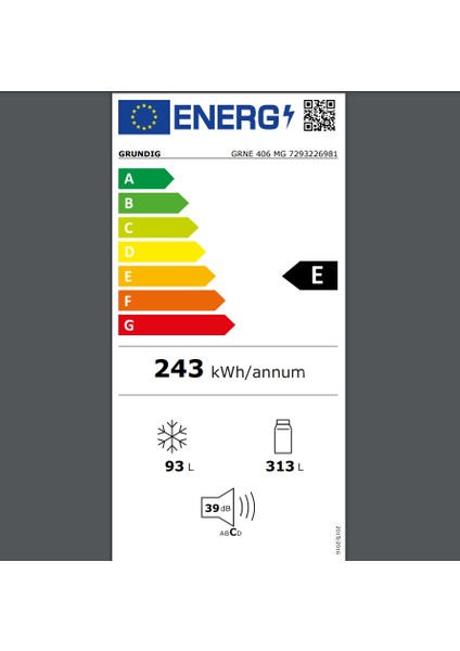 Grundıg Grne 406 Mg E Enerji Sınıfı 406 L Duo-No Frost Üstten Donduruculu Buzdolabı Koyu Gri