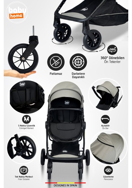 Baby Home Yeni Full Takım 10 In 1 1010 Travel Sistem Bebek Arabası Lorelli Anne Yanı Oyun Parkı Park Yatak Beşik ve Sallanır Ana Kucağı