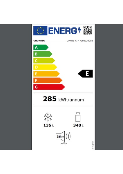 Grundıg Gpkne 477 E Enerji Sınıfı 477 L Duo-No Frost Alttan Donduruculu Buzdolabı Beyaz