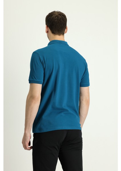 Polo Yaka Regular Fit Nakışlı Pamuk T-Shirt