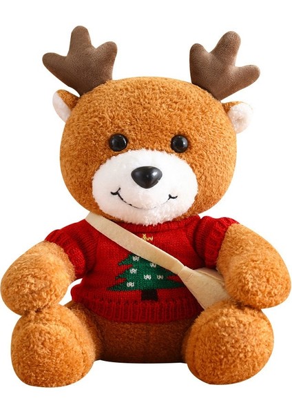 Oturmuş Noel Geyik Bebek Noel Hediyesi Elk Doll Peluş Oyuncak (Yurt Dışından)