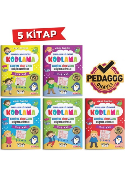 Kodlama Etkinlik Kitabı - Çocuklar Için Eğitici Kitap Pedagog Onaylı 5'li Set