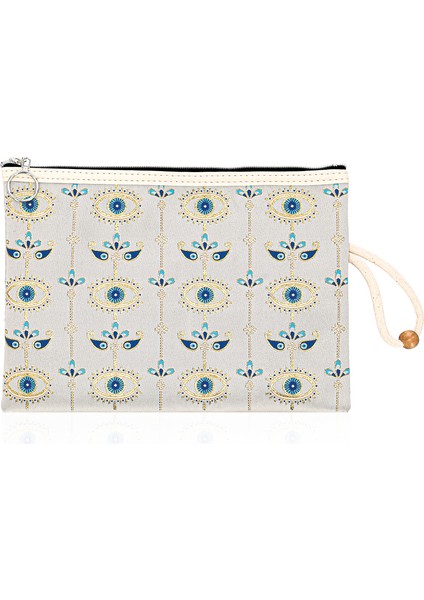 Özel Tasarım Nazar Desenli Kadın Portföy Clucth Çanta Makyaj Çanta El Çantası