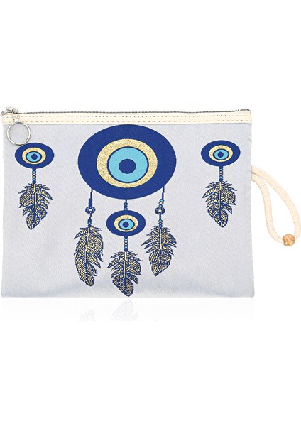 Özel Tasarım Nazar Desenli Kadın Portföy Clucth Çanta Makyaj Çanta El Çantası