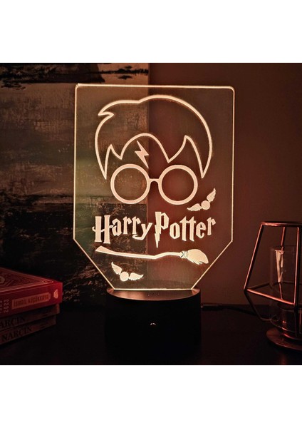 Lerad-Lazer Art Harry Potter 3D Gece Lambası. 16 Renk+Dokunmatik ve Uzaktan Kumandalı Işık.