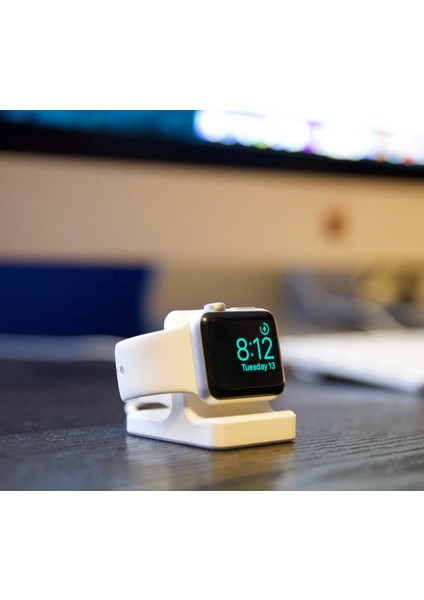 Apple Watch Standı – Şarj Dock'u ve Saat Standı (Beyaz)