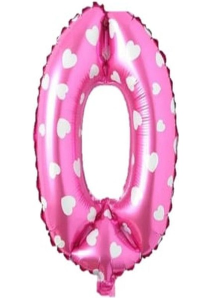 Puanlı Pembe Renk Rakam Folyo Balon 36 cm Yaş 0