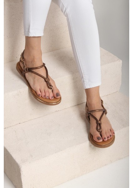 Kadın Bakır Hakiki Deri Sandalet