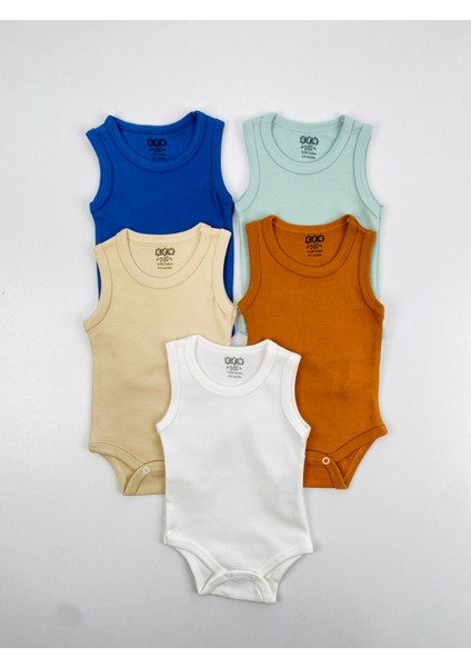 Kız Çocuk Atlet Body 5'Li Set Kolsuz Pamuklu Düz Desen Rahat Tasarım