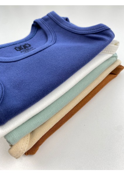 Kız Çocuk Atlet Body 5'Li Set Kolsuz Pamuklu Düz Desen Rahat Tasarım fırsatları