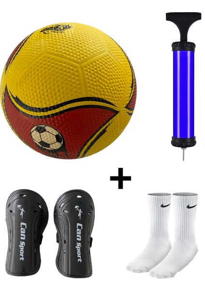 Maç Topu Dikişsiz Sert Zemin Futbol Topu Çim Topu+Tekmelik+Pompa+Çorap Seti