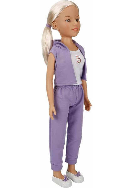 Dollz'n More Yürüyüş Arkadaşım Clara Sporty 80 cm - Mor Eşofmanlı Takımlı