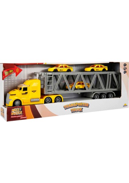1:50 Maxx Wheels Sesli ve Işıklı Taşıyıcı Tır - Sarı Tır - Gri Römork modelleri