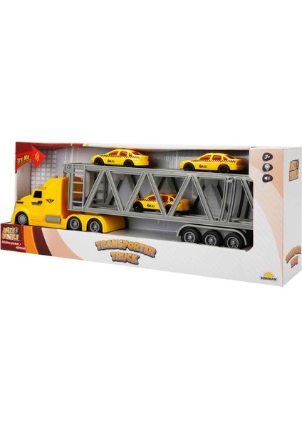 1:50 Maxx Wheels Sesli ve Işıklı Taşıyıcı Tır - Sarı Tır - Gri Römork fırsatları