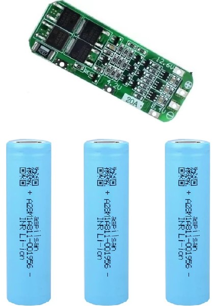 3 Adet Li-ion pil ve 20A BMS.